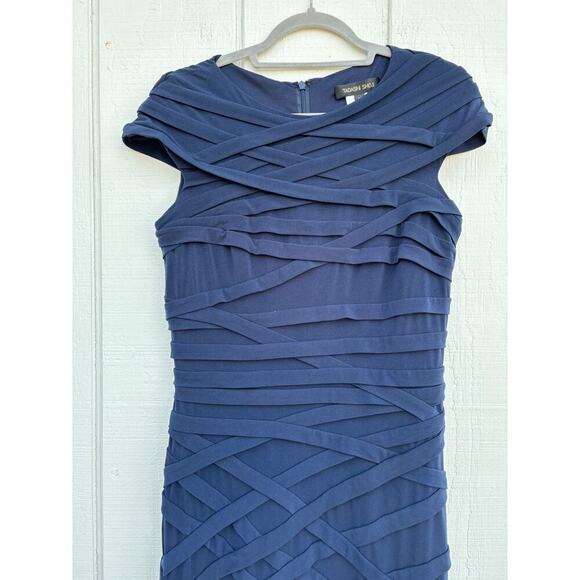 Tadashi Navy Blue Dress, Formal,‎ Flattering, Monochromatic, Cap Sleeves, Sz M - Picture 4 of 8